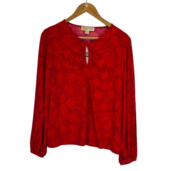 Michael Kors Shadow Fleur Print long sleeve top deep pink - PL - Picture 2 of 11